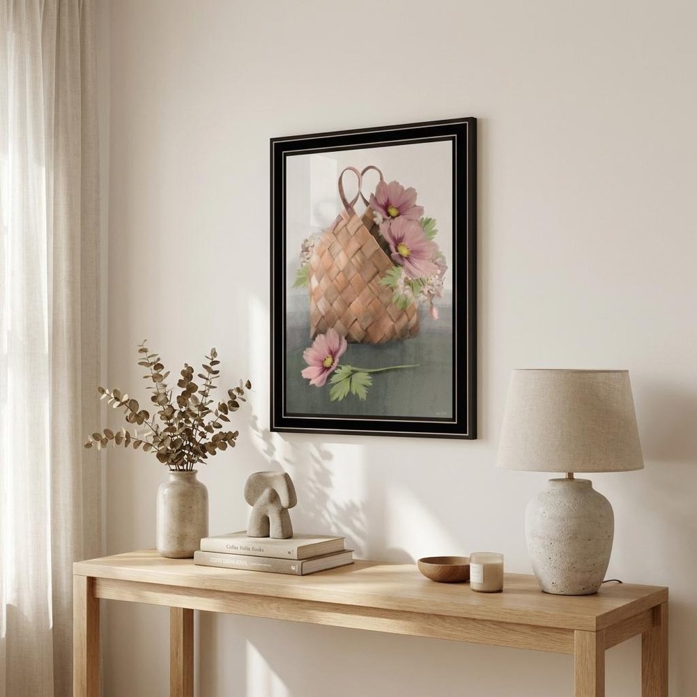 Farmhouse Daisy Basket 1 Black Framed Print Wall Art HomeRoots
