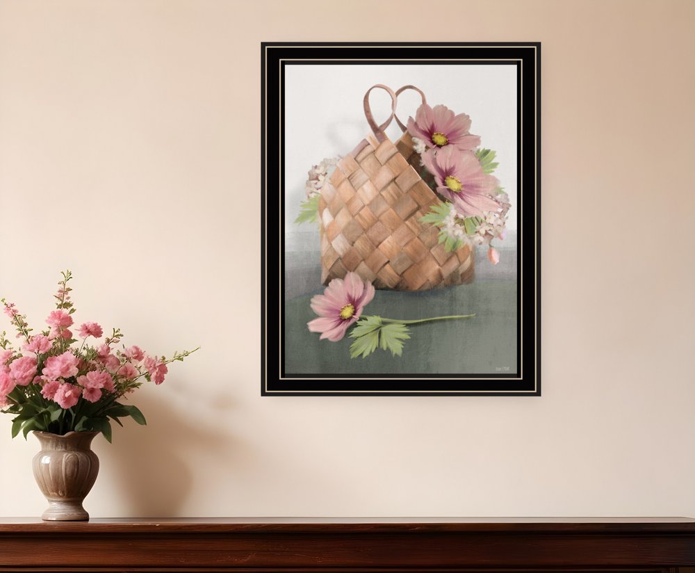 Farmhouse Daisy Basket 1 Black Framed Print Wall Art HomeRoots
