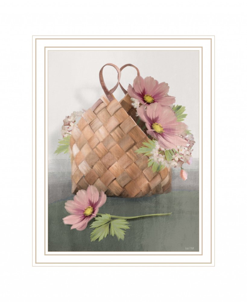 Farmhouse Daisy Basket 2 White Framed Print Wall Art HomeRoots