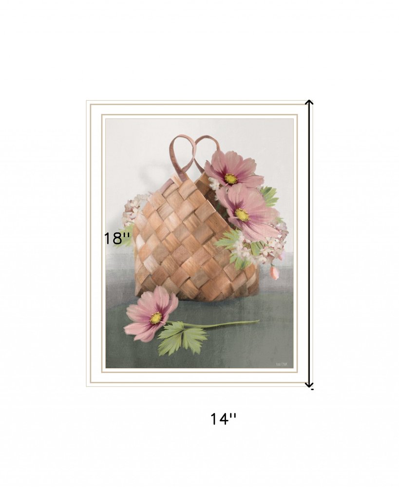 Farmhouse Daisy Basket 2 White Framed Print Wall Art — view 4