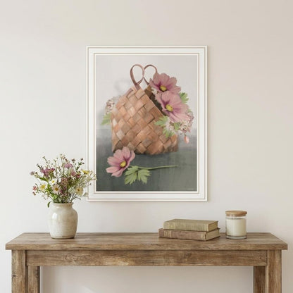 Farmhouse Daisy Basket 2 White Framed Print Wall Art HomeRoots