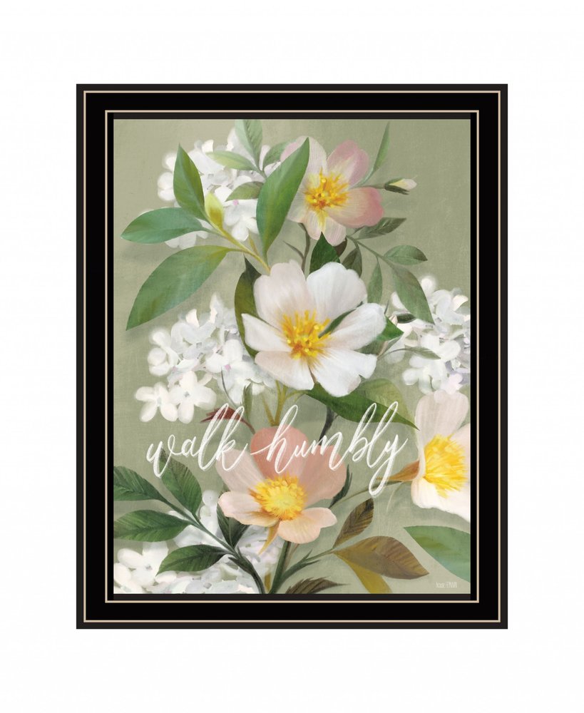 Walk Humbly Floral 1 Black Framed Print Wall Art HomeRoots
