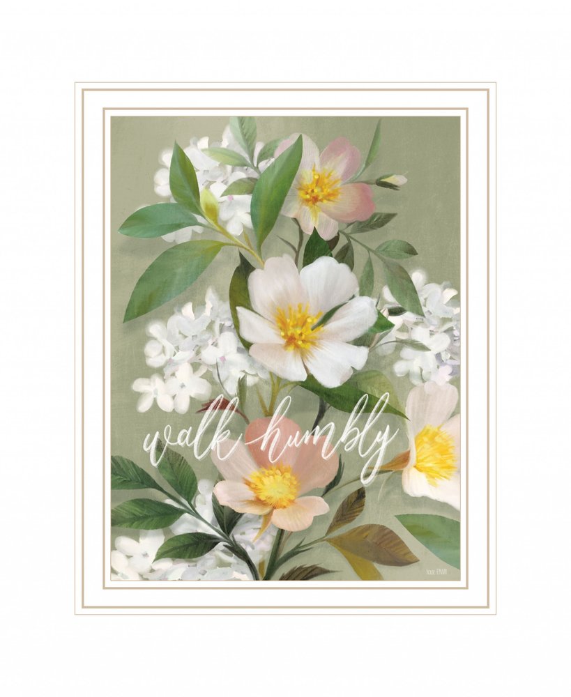 Walk Humbly Floral 2 White Framed Print Wall Art HomeRoots