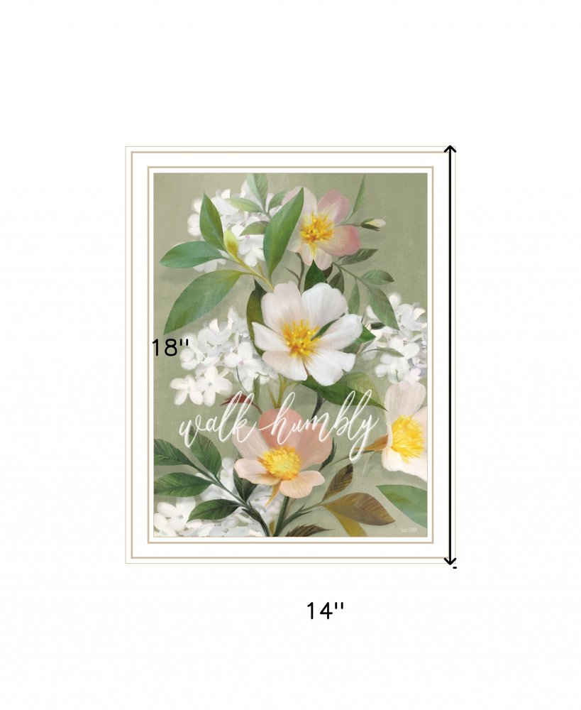 Walk Humbly Floral 2 White Framed Print Wall Art HomeRoots