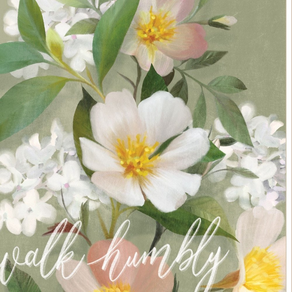 Walk Humbly Floral 2 White Framed Print Wall Art — view 3
