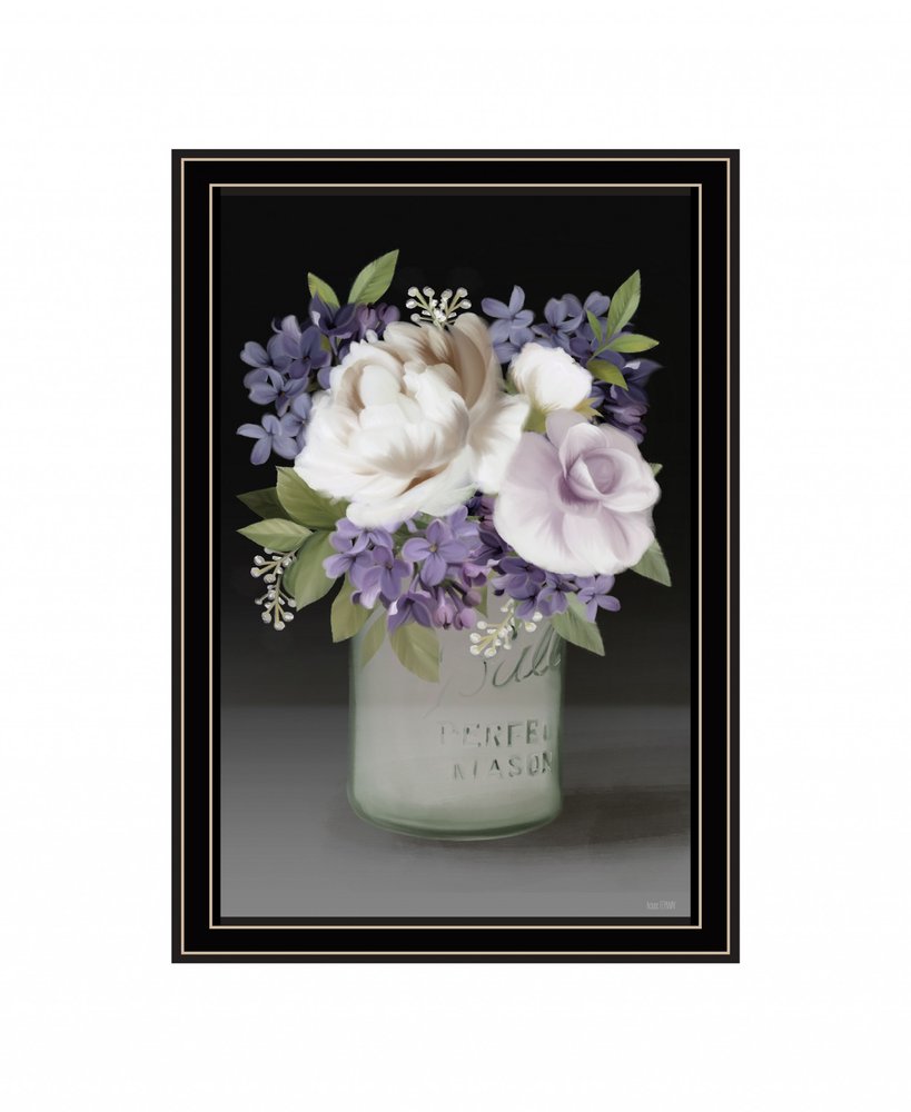 Lilac Mason Jar Floral 1 Black Framed Print Wall Art HomeRoots