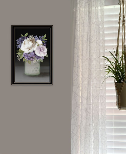 Lilac Mason Jar Floral 1 Black Framed Print Wall Art HomeRoots