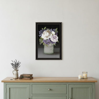 Lilac Mason Jar Floral 1 Black Framed Print Wall Art HomeRoots