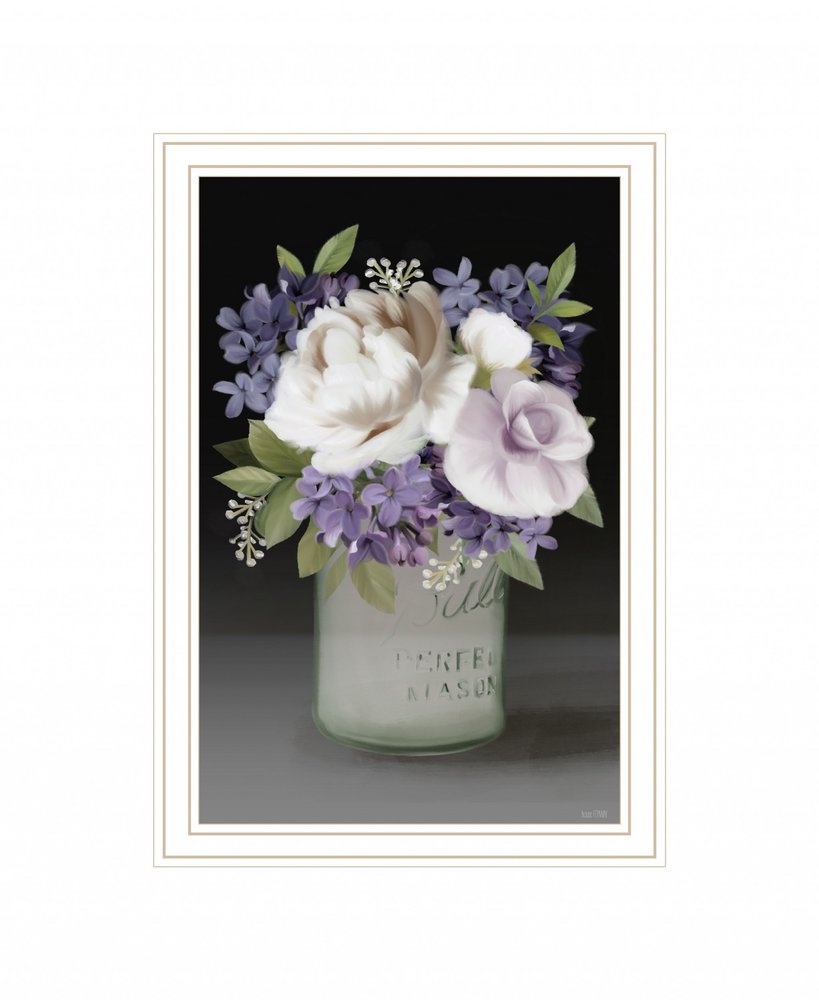Lilac Mason Jar Floral 2 White Framed Print Wall Art HomeRoots