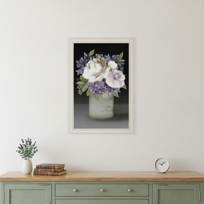 Lilac Mason Jar Floral 2 White Framed Print Wall Art HomeRoots