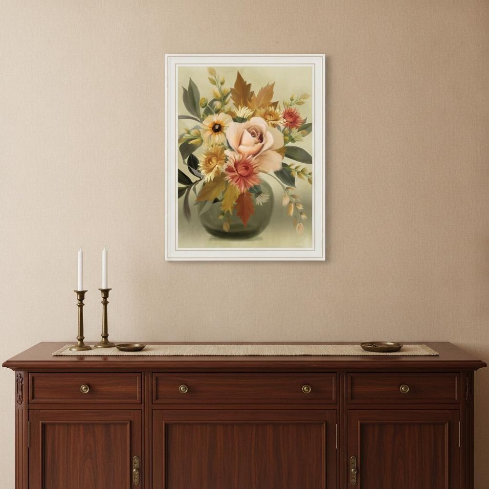 Autumn Bouquet 2 White Framed Print Wall Art — view 1