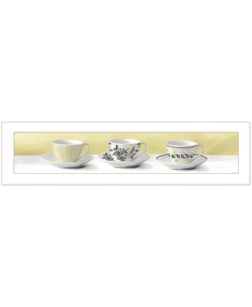 Stack of Tea CupsYellow White Framed Print Kitchen Wall Art HomeRoots