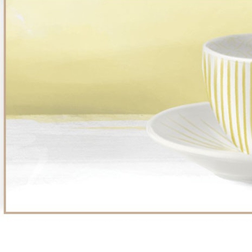Stack of Tea CupsYellow White Framed Print Kitchen Wall Art HomeRoots