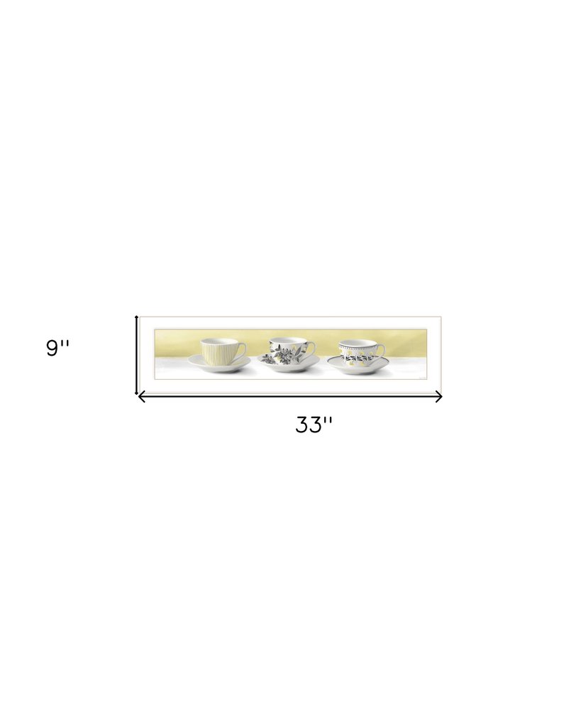 Stack of Tea CupsYellow White Framed Print Kitchen Wall Art HomeRoots