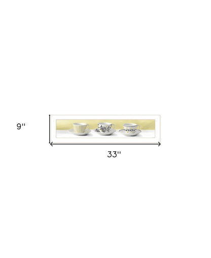 Stack of Tea CupsYellow White Framed Print Kitchen Wall Art HomeRoots