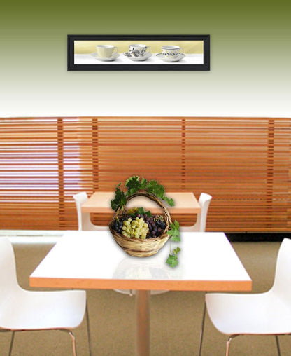 Stack of Tea CupsYellow Black Framed Print Kitchen Wall Art HomeRoots