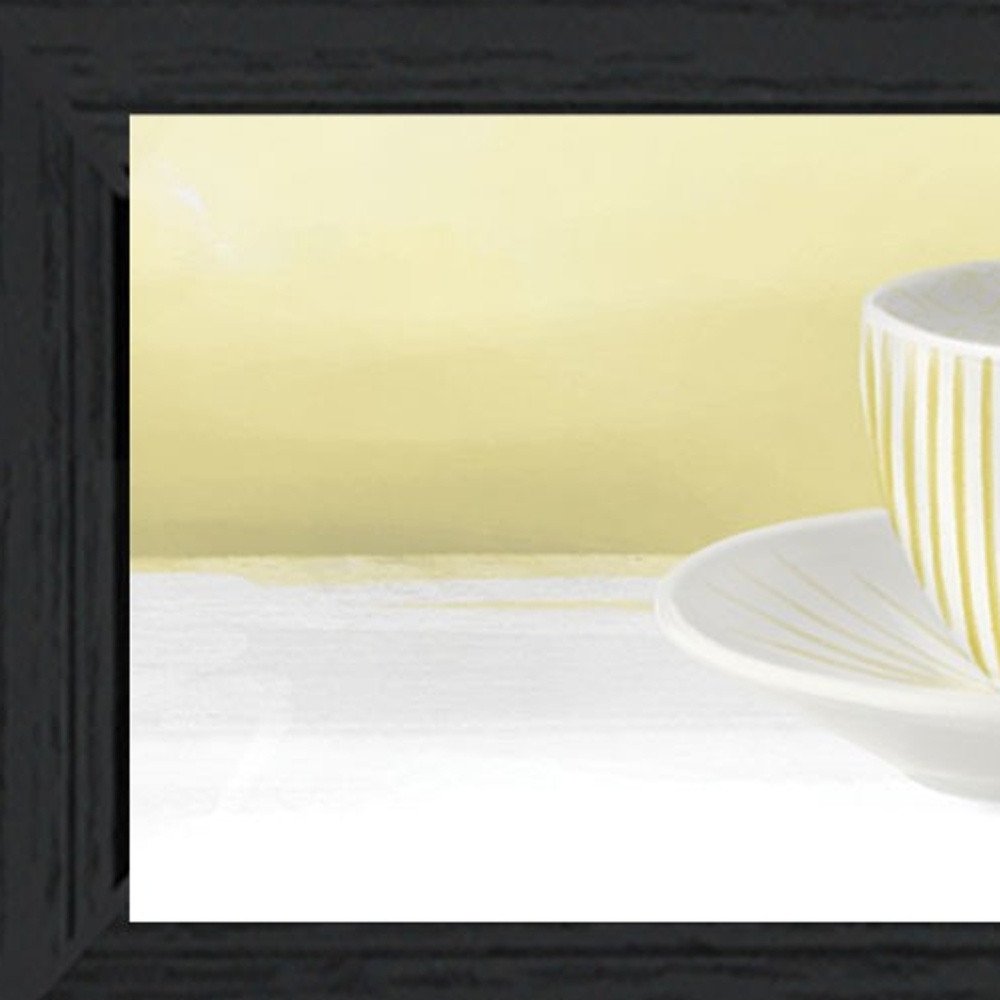 Stack of Tea CupsYellow Black Framed Print Kitchen Wall Art HomeRoots