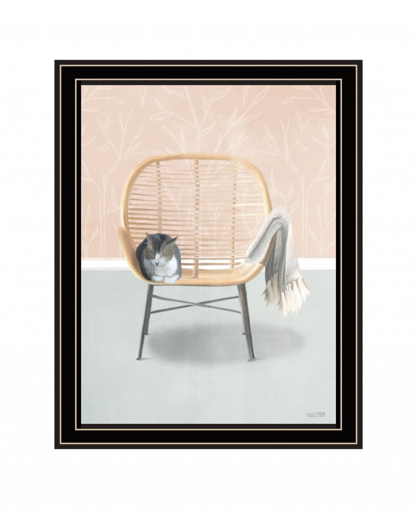 Happy Cat 1 Black Framed Print Wall Art HomeRoots