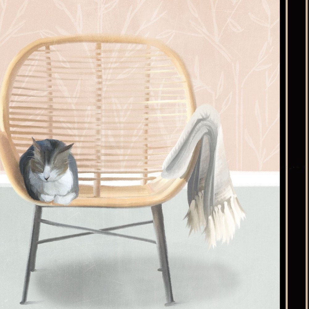 Happy Cat 1 Black Framed Print Wall Art — view 3