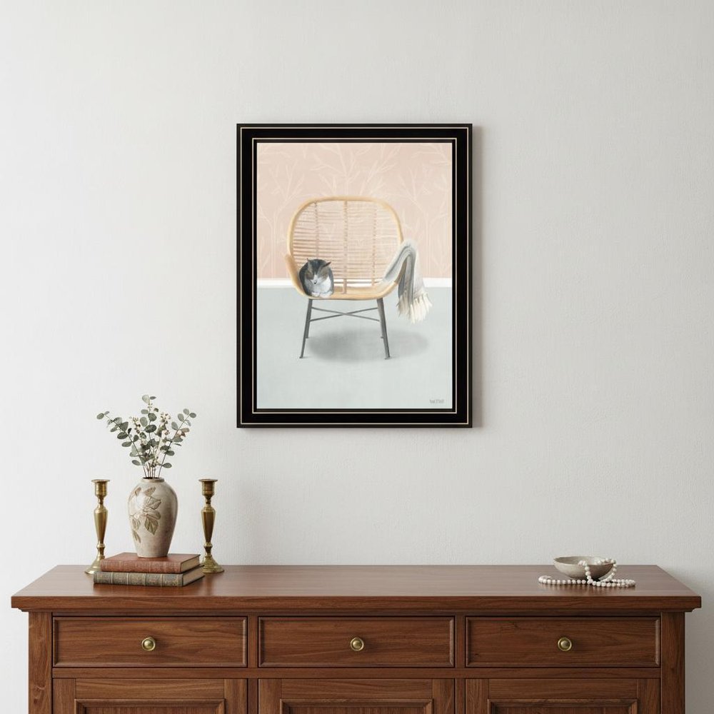 Happy Cat 1 Black Framed Print Wall Art HomeRoots