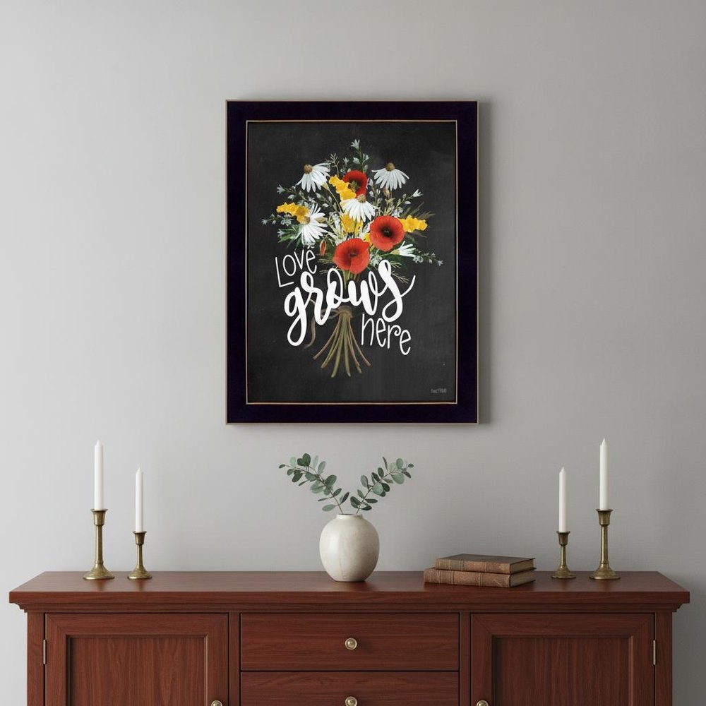 Love Grows Here 1 Black Framed Print Wall Art — view 1