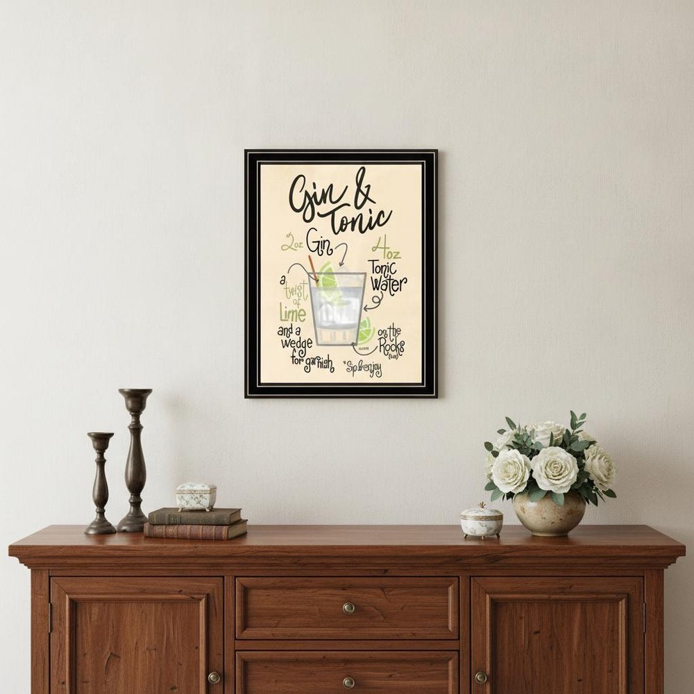 Gin and Tonic 1 Black Framed Print Wall Art HomeRoots