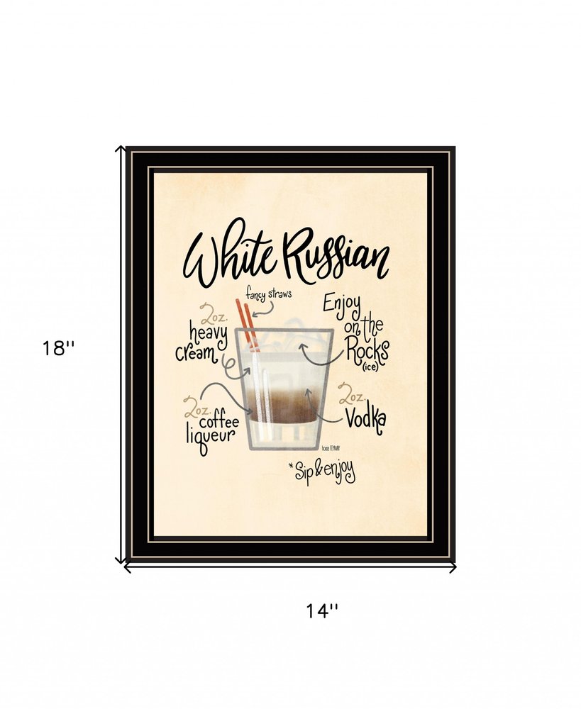White Russian 1 Black Framed Print Wall Art HomeRoots