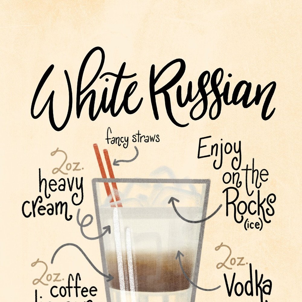 White Russian 1 Black Framed Print Wall Art HomeRoots