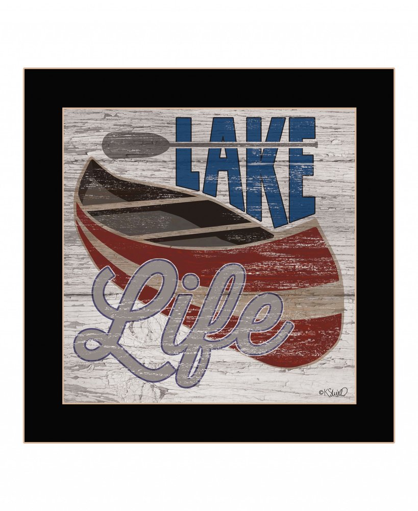 Lake Life Canoe 1 Black Framed Print Wall Art — view 2