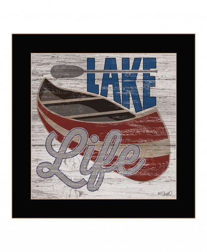 Lake Life Canoe 1 Black Framed Print Wall Art HomeRoots