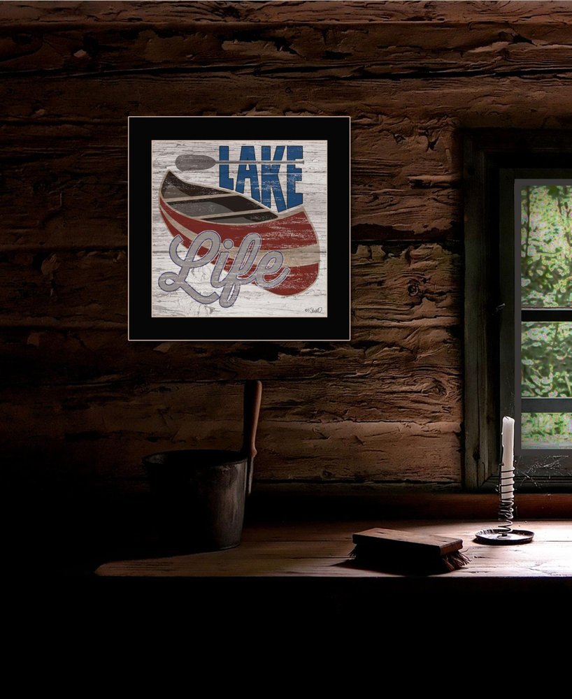 Lake Life Canoe 1 Black Framed Print Wall Art — view 4