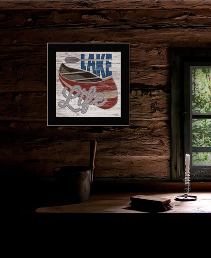 Lake Life Canoe 1 Black Framed Print Wall Art HomeRoots