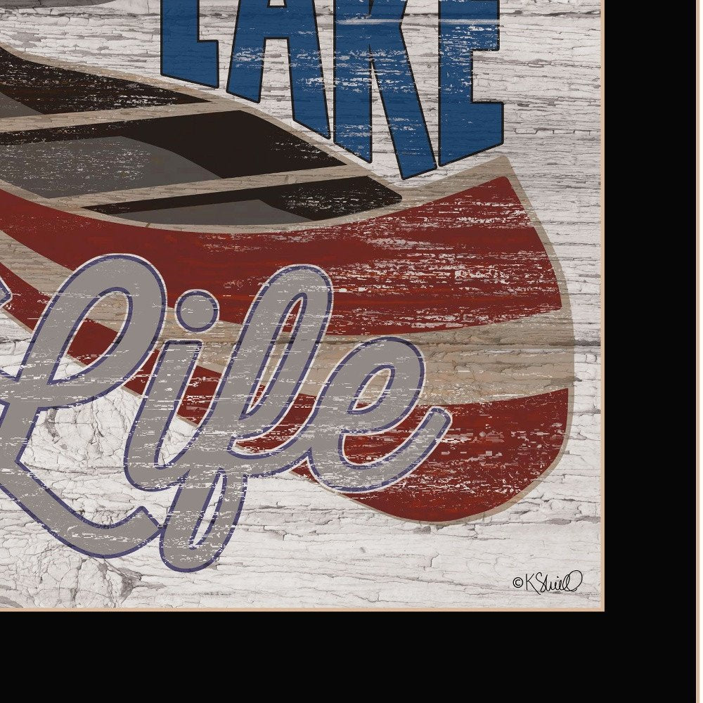 Lake Life Canoe 1 Black Framed Print Wall Art HomeRoots
