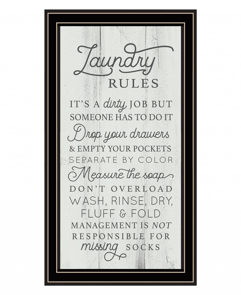 Laundry Rules 1 Black Framed Print Bathroom Wall Art HomeRoots