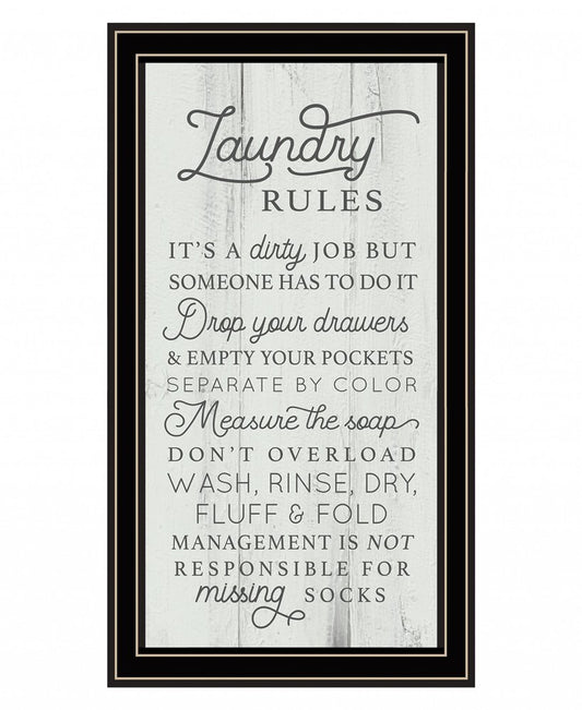 Laundry Rules 1 Black Framed Print Bathroom Wall Art HomeRoots