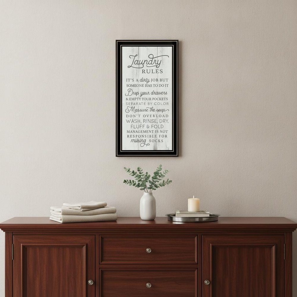 Laundry Rules 1 Black Framed Print Bathroom Wall Art HomeRoots