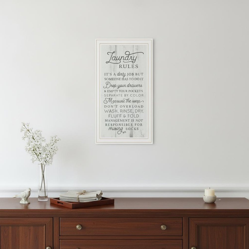 Laundry Rules 2 White Framed Print Bathroom Wall Art — view 1