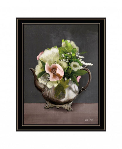 Vintage Floral Tea Pot 2 Black Framed Print Kitchen Wall Art HomeRoots
