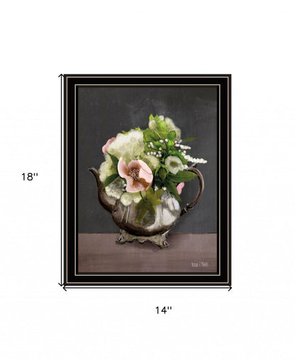 Vintage Floral Tea Pot 2 Black Framed Print Kitchen Wall Art HomeRoots