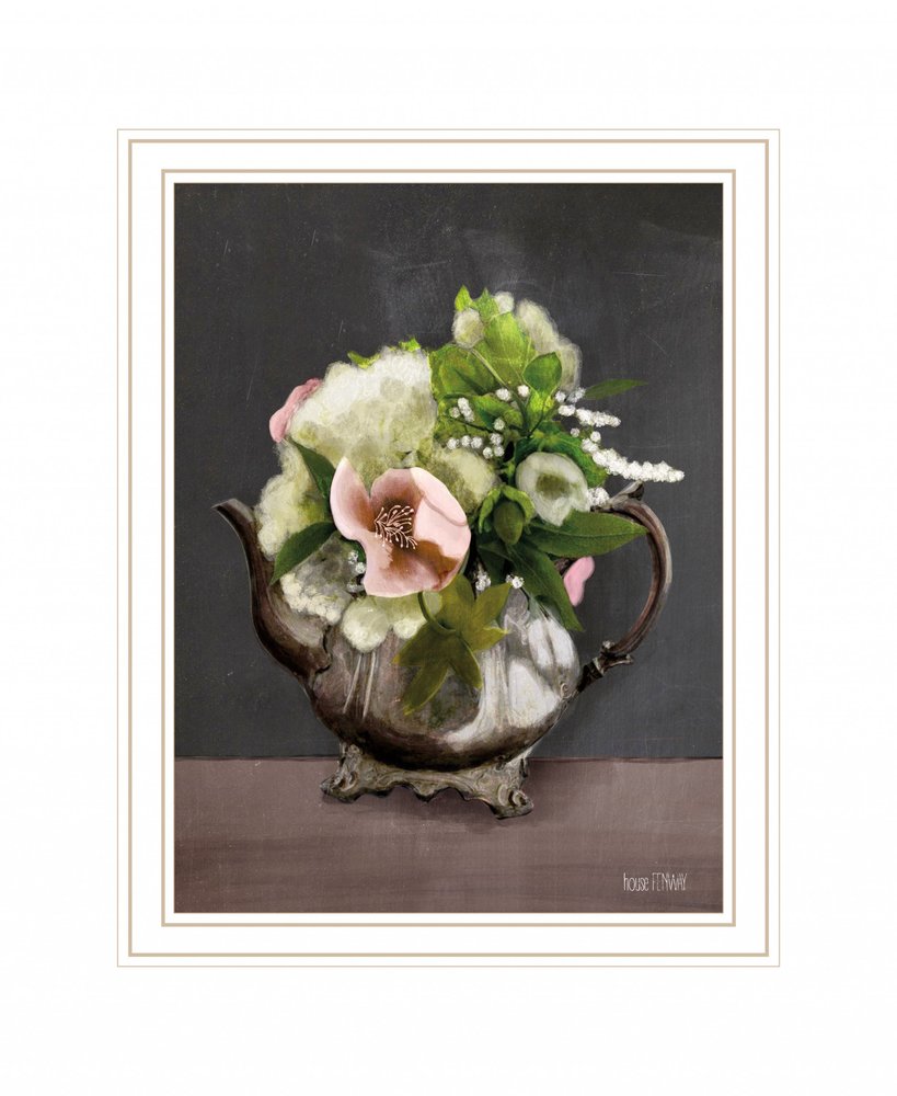 Vintage Floral Tea Pot 2 Black Framed Print Kitchen Wall Art — view 5