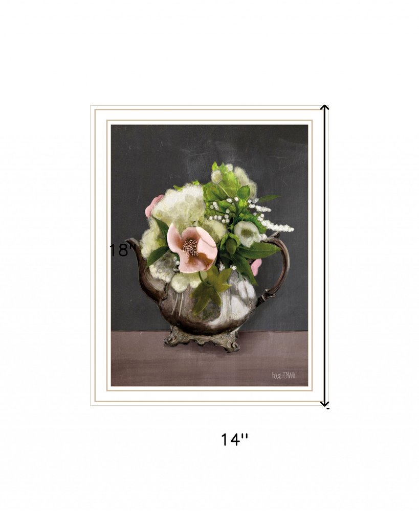Vintage Floral Tea Pot 2 Black Framed Print Kitchen Wall Art HomeRoots