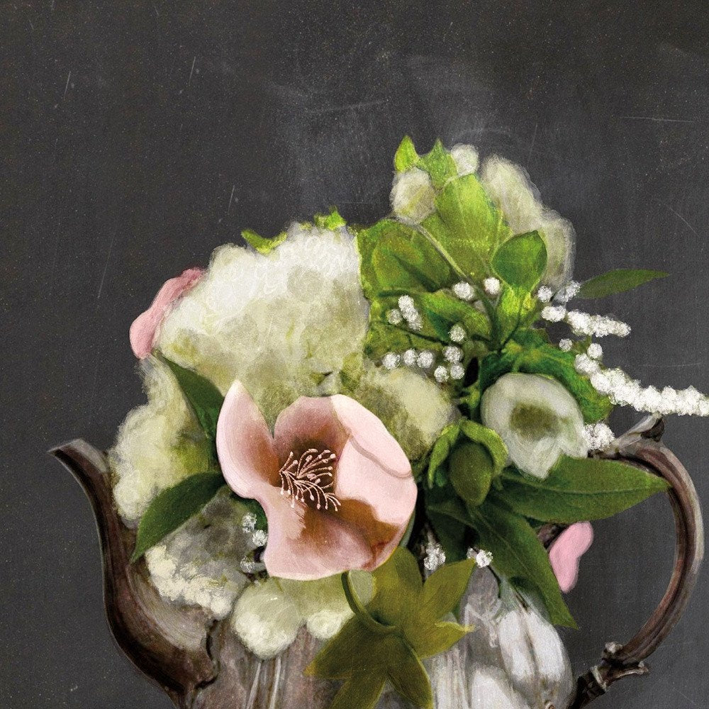 Vintage Floral Tea Pot 2 Black Framed Print Kitchen Wall Art — view 6