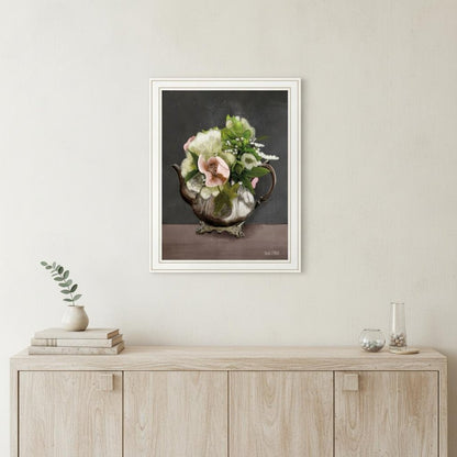 Vintage Floral Tea Pot 2 Black Framed Print Kitchen Wall Art HomeRoots