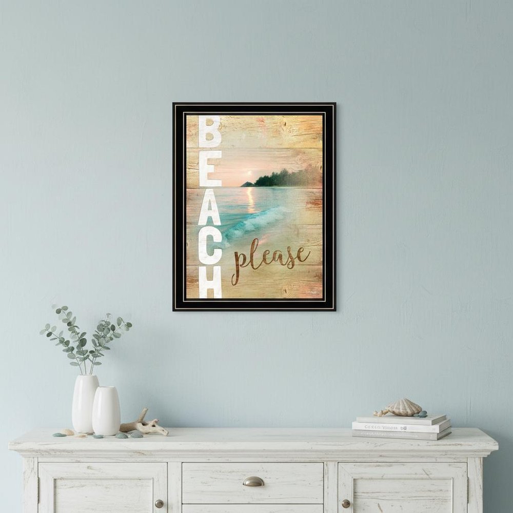 Beach Please 2 Black Framed Print Wall Art HomeRoots