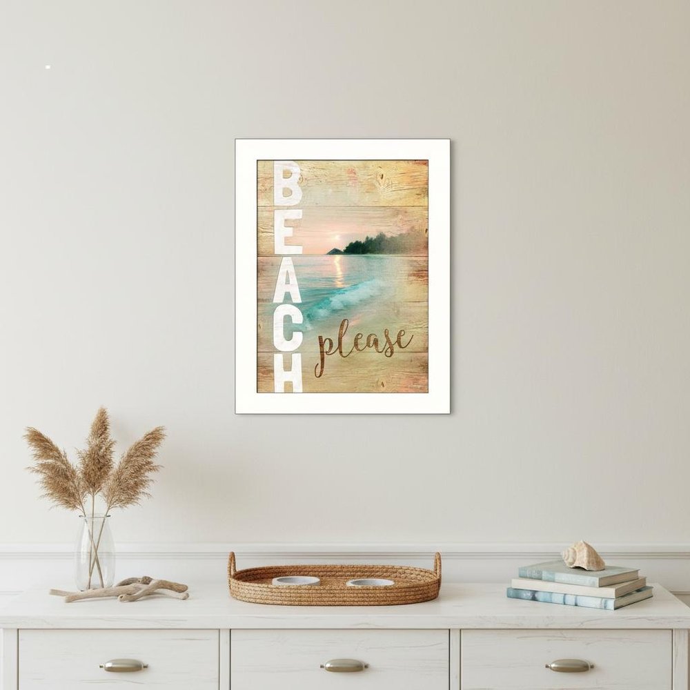Beach Please 3 White Framed Print Wall Art — view 1