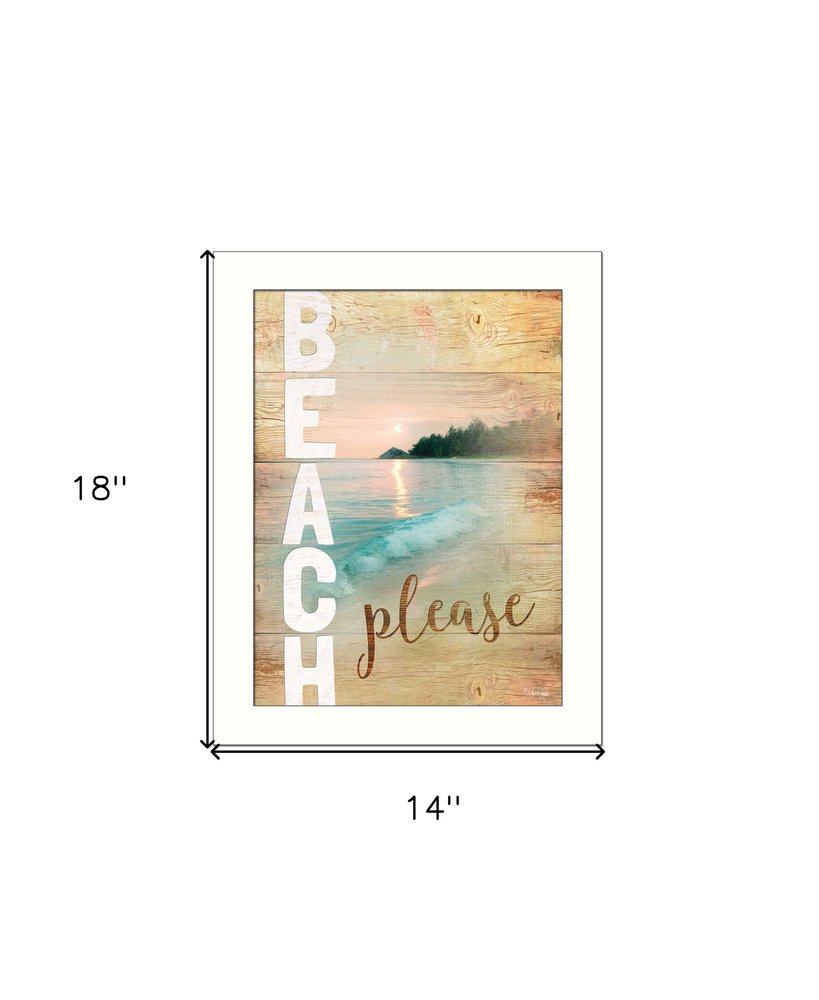 Beach Please 3 White Framed Print Wall Art — view 5