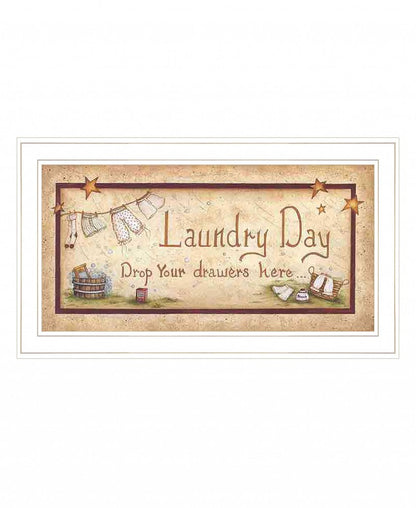 Drop Your Drawers Here White Framed Print Bathroom Wall Art HomeRoots