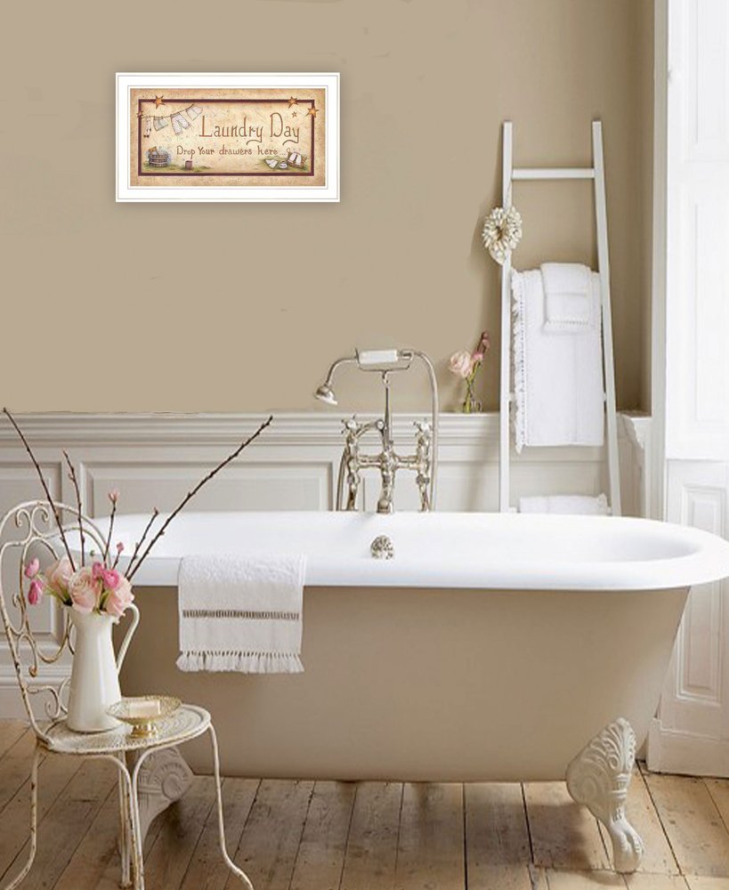 Drop Your Drawers Here White Framed Print Bathroom Wall Art HomeRoots