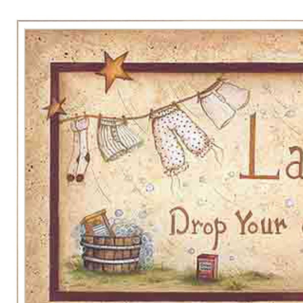 Drop Your Drawers Here White Framed Print Bathroom Wall Art HomeRoots