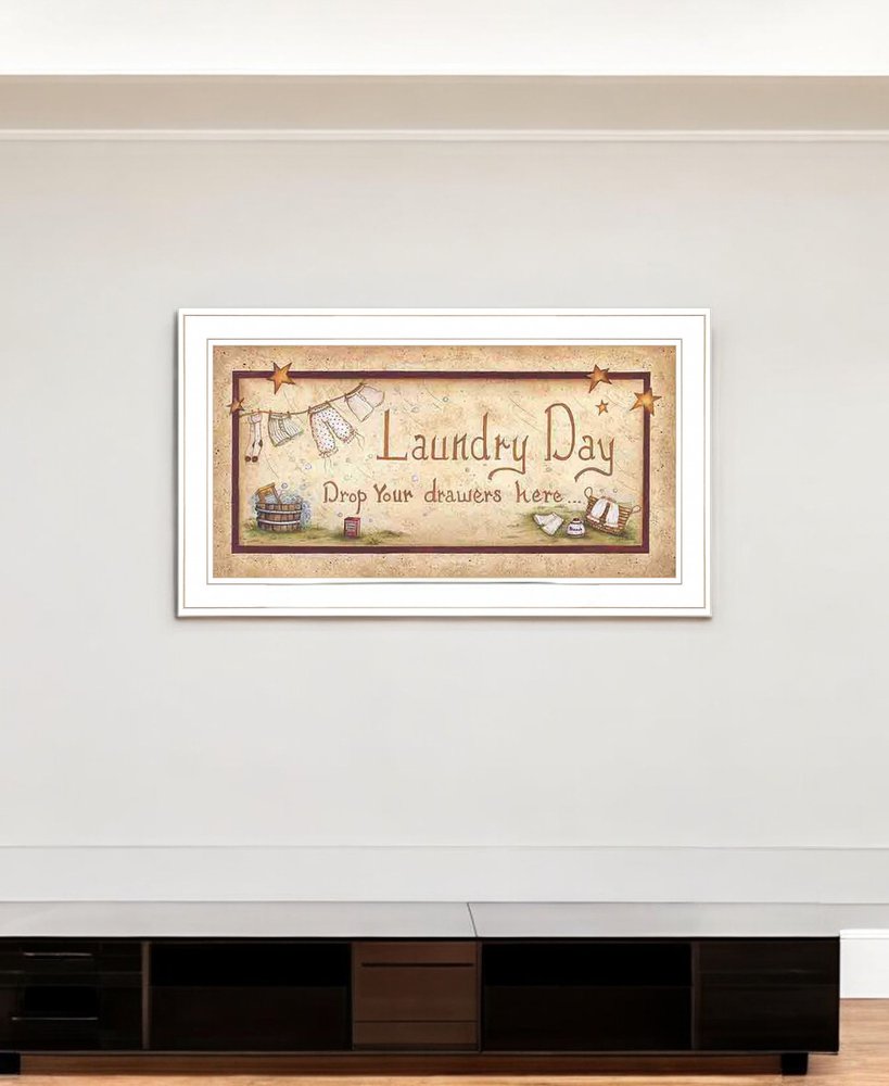 Drop Your Drawers Here White Framed Print Bathroom Wall Art HomeRoots